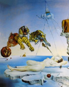 "Sueño causado por el vuelo de una abeja alrededor de una granada un segundo antes de despertar" de Salvador Dalí
